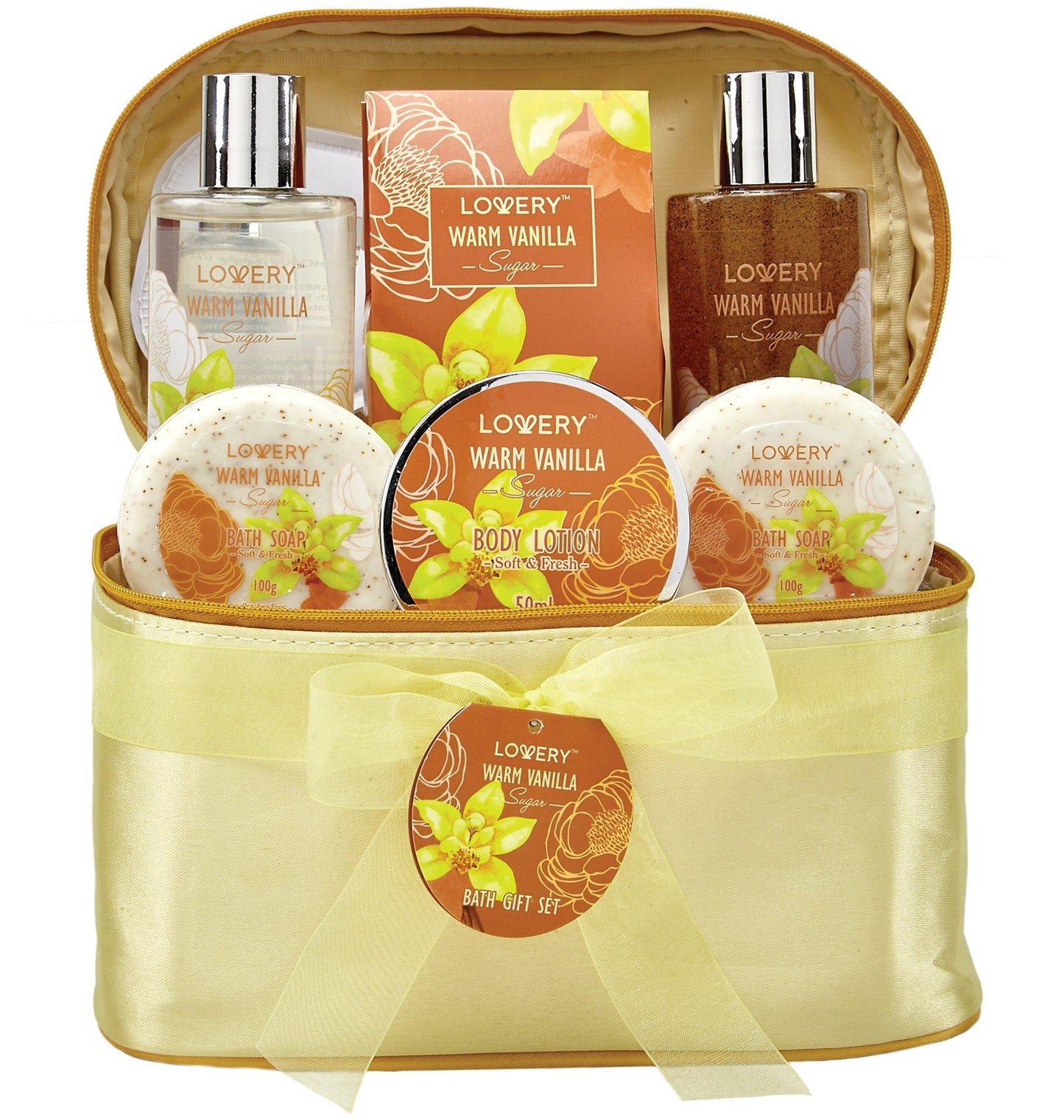 Warm Vanilla Sugar Spa Bath and Body Set in a Cosmetic Bag - Lovery