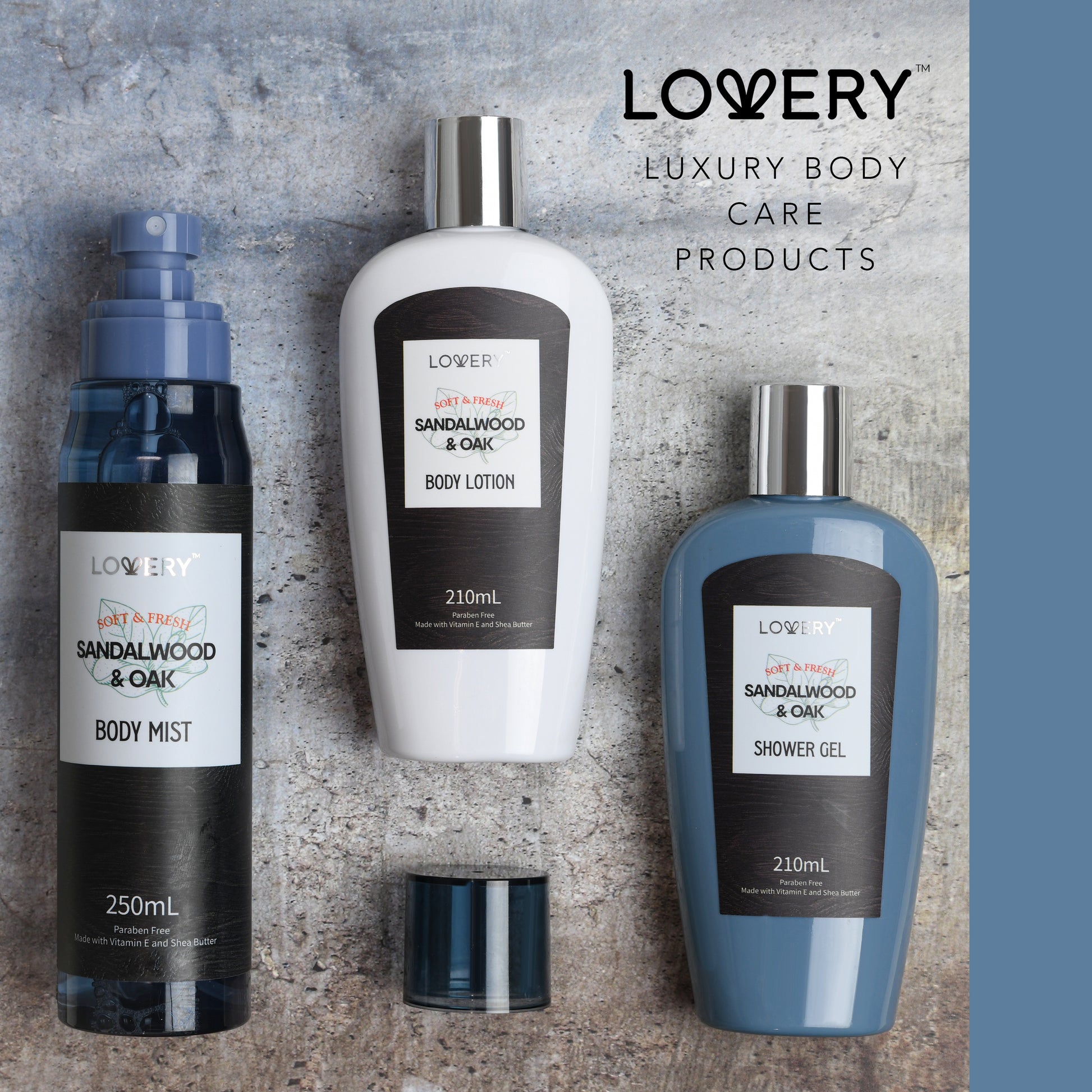 Sandalwood and Oak Bath Travel Kit, Self Care Body Aromatherapy – Lovery