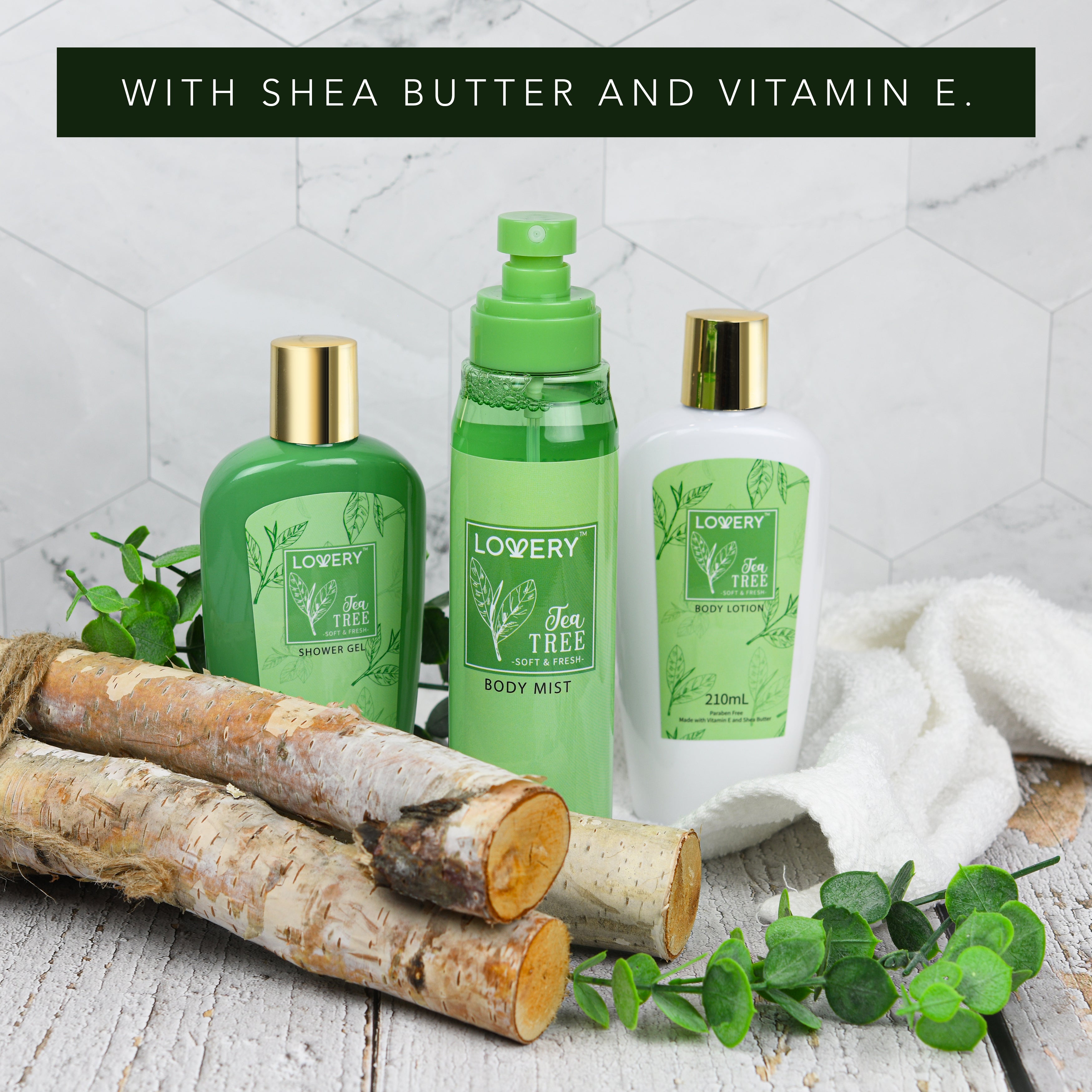 Tea Tree Body Care Set - 3Pc Bath and Body Kit